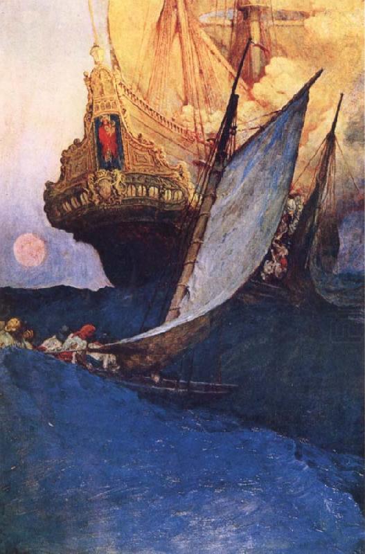 An Attack on a Galleon, Howard Pyle